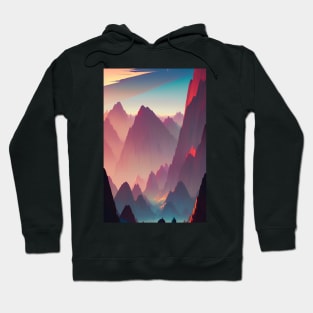 Mountain Range at Sunset - Majestic Anime Landscape Hoodie